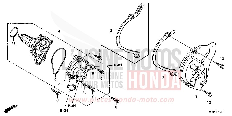 POMPE A EAU von CBR1000RR "Fireblade" ROSS WHITE (NH196) von 2014